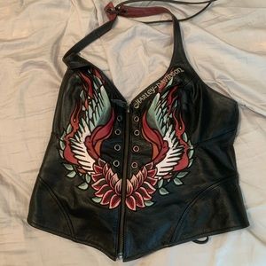 Harley Davidson Genuine Leather Halter Top